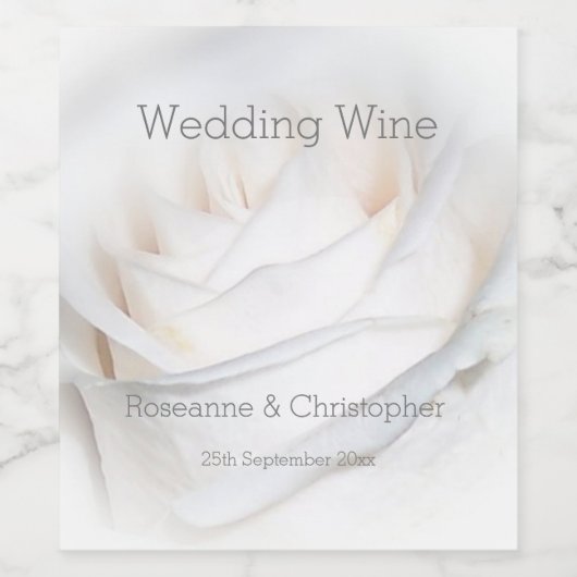 White Rose Design Wedding Weinetikett (Einzelnes Label)
