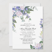 White Rose Dusty Blauer Blumenstrauß Einladung (Vorderseite)