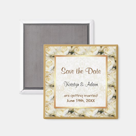 White Rose Elegance Magnet (Vorderseite/Rückseite)