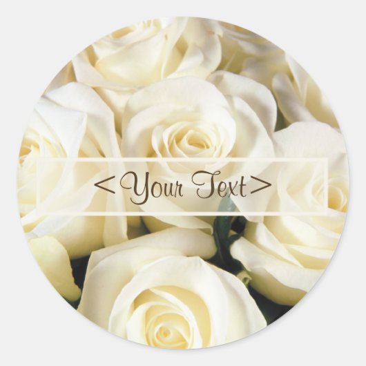 White Rose Elegance Runder Aufkleber (Vorderseite)