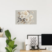 White Rose Elegant Floral Bouquet Poster (Heimbüro)