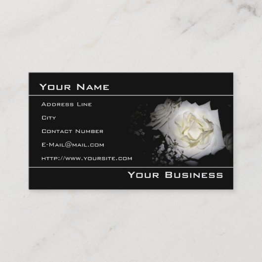 White Rose Elegante Business Card Visitenkarte (Vorderseite)