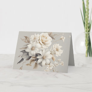 White Rose Elegante Floral Bouquet Dankeskarte
