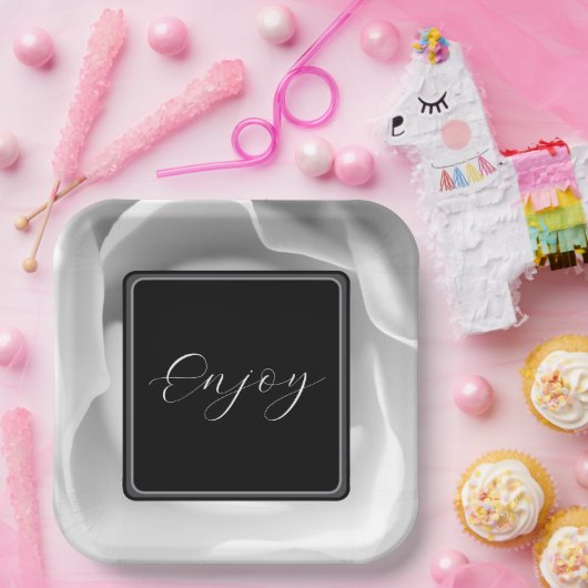 White Rose | Elegantes Blumendesign Pappteller (Party)