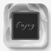 White Rose | Elegantes Blumendesign Pappteller (Vorderseite)