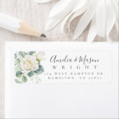 White Rose Eucalyptus Wedding Return Address (Insitu)