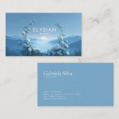 White Rose Floral and Blue Mountain Sunset Visitenkarte (Vorne/Hinten)