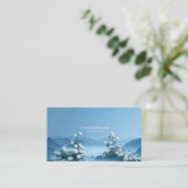 White Rose Floral and Misty Blue Mountain Frame Visitenkarte (Stehend Vorderseite)