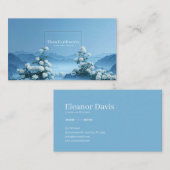 White Rose Floral and Misty Blue Mountain Frame Visitenkarte (Vorne/Hinten)
