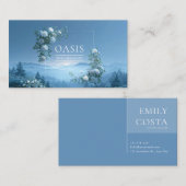 White Rose Floral and Misty Blue Mountain Valley Visitenkarte (Vorne/Hinten)