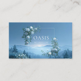 White Rose Floral and Misty Blue Mountain Valley Visitenkarte