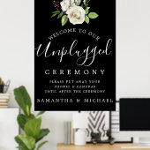 White Rose Floral Unplugged Wedding Zeremony Sign Poster (Heimbüro)