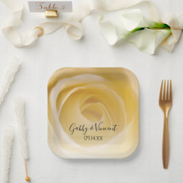 White Rose Floral Wedding Pappteller