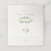 White Rose Floral Wedding Platzkarte (Außenseite Aufgefaltet)