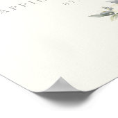 White Rose Floral Wedding Sign Poster (Ecke)