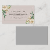 White Rose Floral Wedding Website UAWG Begleitkarte (Vorne/Hinten)
