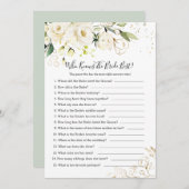 White Rose Foliage Wer die Bride Best kennt Einladung (Vorne/Hinten)
