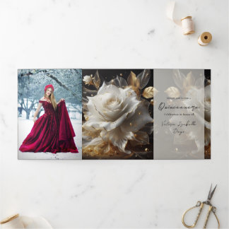 White Rose Foto Quinceanera Party Einladung