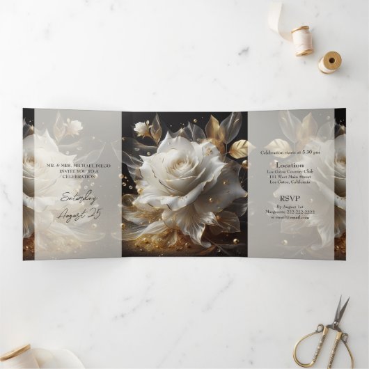 White Rose Foto Quinceanera Party Einladung (Innenseite)