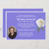 White Rose Foto Style Death Announccard Ankündigung (Vorne/Hinten)