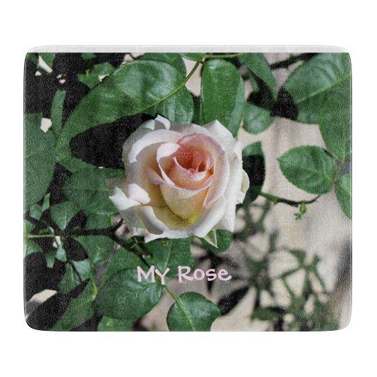 White Rose Glas Cutting Board Schneidebrett (Vorderseite)