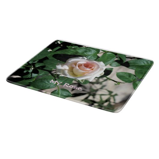 White Rose Glas Cutting Board Schneidebrett (Ecke)