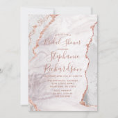 White & Rose Gold Agate Bridal Dusche Einladung (Vorderseite)