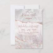 White & Rose Gold Agate Hochzeit Probe Dinner Einladung (Vorderseite)