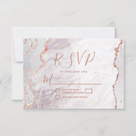 White & Rose Gold Agate Hochzeit RSVP Reaktion