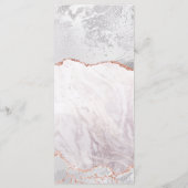 White & Rose Gold Agate Marble Foil Hochzeitsmenü Menükarte (Rückseite)