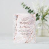 White & Rose Gold Agate Marble Foil Moderne Hochze Einladungspostkarte (Stehend Vorderseite)