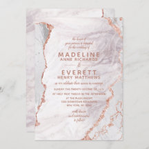 White & Rose Gold Agate Marble Foil Trendy Wedding