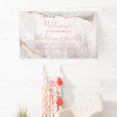 White & Rose Gold Agate Marmor Hochzeit Willkommen Banner (Insitu)