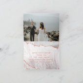 White & Rose Gold Agate Marmor Vielen Dank Foto Dankeskarte (Innenseite)