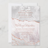 White & Rose Gold Agate Marmorfoil Gilded Wedding Einladung (Vorderseite)