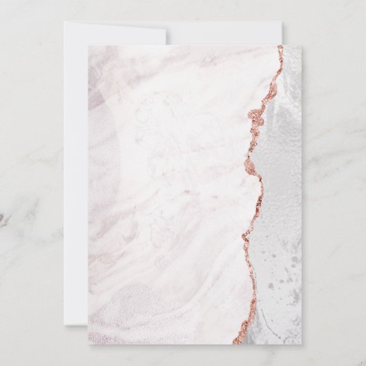 White & Rose Gold Agate Marmorfoil Gilded Wedding Einladung (Rückseite)