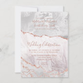White & Rose Gold Agate Marmorfoil Gilded Wedding Save The Date (Vorderseite)