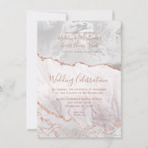 White & Rose Gold Agate Marmorfoil Gilded Wedding