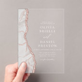 White Rose Gold Agate Moderne Hochzeit Acryleinladungen (Insitu (Handheld))