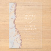 White Rose Gold Agate Moderne Hochzeit Acryleinladungen (Vorderseite)