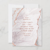 White & Rose Gold Agate werden Sie mein Blumenmädc Einladung (Rückseite)