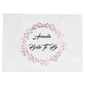 White Rose Gold Blush Wreath Brautparty Hochzeit Große Geschenktüte (Rückseite)