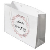 White Rose Gold Blush Wreath Brautparty Hochzeit Große Geschenktüte (Rückseite Schrägansicht)