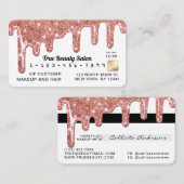 White Rose Gold Chunky Glitzer Dick Tropfens Credi Visitenkarte (Vorne/Hinten)