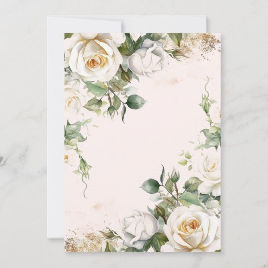 White Rose & Gold Dusty Elegant 60th Birthday Einladung (Rückseite)