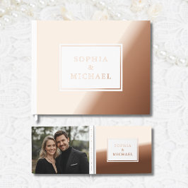 White Rose Gold Foil Gästebuch Editable Elegante