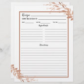 White Rose Gold Foliage Reciage Binder Page (Vorne/Hinten)