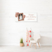 White & Rose Gold Foto & Balloons Geburtstag Banner (Insitu)