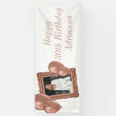 White & Rose Gold Foto & Balloons Geburtstag Banner (Vertikal)