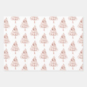 White Rose Gold Frohe Weihnachtsbaum Geschenkpapier Set (Vorderseite)